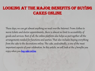 Looking at the major benefits of buying cakes online