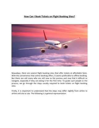 How Can I Book Tickets on Flight Booking Sites