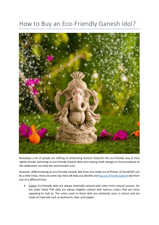 How to Buy an Eco-Friendly Ganesh Idol?