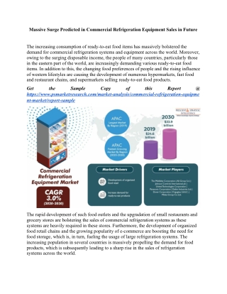 Commercial Refrigeration Equipment Market Share, Size, Future Demand, Top Leading player, and Emerging Trends