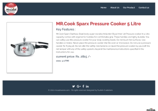 MR.Cook Sparx Pressure Cooker 5 Litre