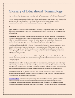 Glossary of Educational Terminology - ebookschoice.com