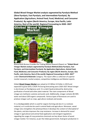 Global Wood Vinegar Market Research Report Forecast 2027