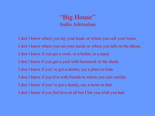 “Big House” Audio Adrenaline