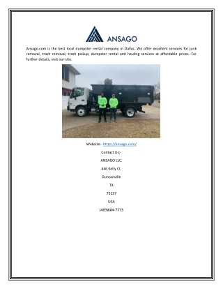 Local Dumpster Rental Company in Dallas | Ansago.com