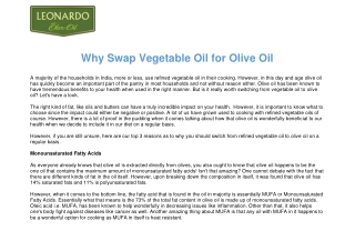Why Swap Vegetable Oil for Olive Oil