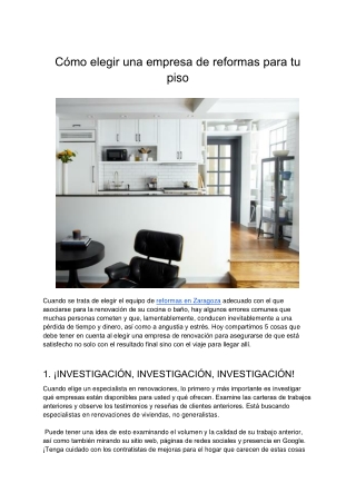 Cómo Elegir Una Empresa De Reformas Para Tu Piso