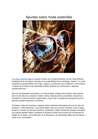 Apuntes Sobre Moda Sostenible