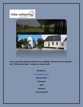 Udlejningsejendom Dianalund | vibeudlejning.dk