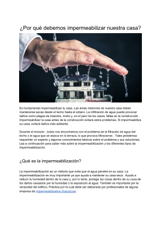 ¿Por qué debemos impermeabilizar nuestra casa?