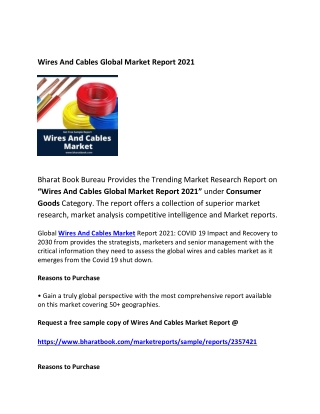 Global Wires And Cables Market Research Report 2021