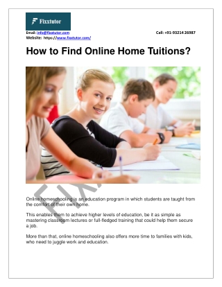 How to Find Online Home Tuitions