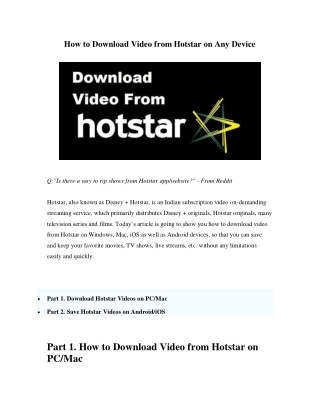 How to Download Video from Hotstar