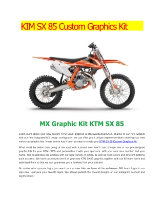 KTM SX 85 Custom Graphics Kit