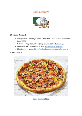 Dial A Gino's pizza Restaurant
