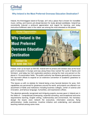 Why Ireland is the Most Preferred Overseas Education Destination?