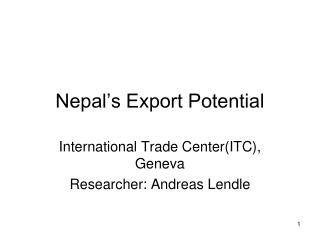 Nepal’s Export Potential