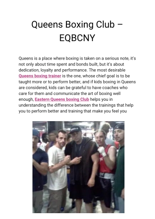 Boxing Club In Queens