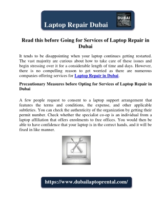 Read this before Going for Services of Laptop Repair in Dubai