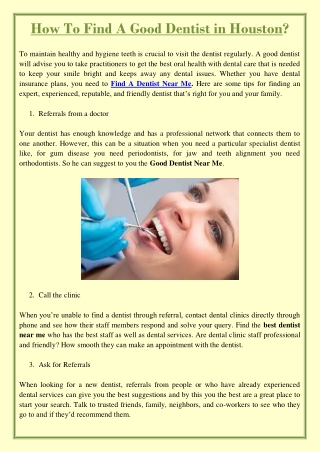 How To Find A Good Dentist in Houston?