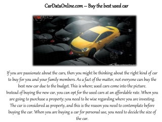 CarDataOnline.com – Buy the best used car
