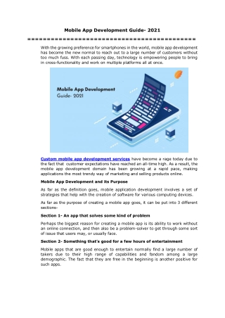 Mobile App Development Guide- 2021