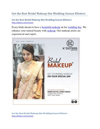 Get the Best Bridal Makeup this Wedding Season KDoters