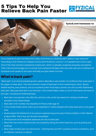 5 Tips To Help You Relieve Back Pain Faster
