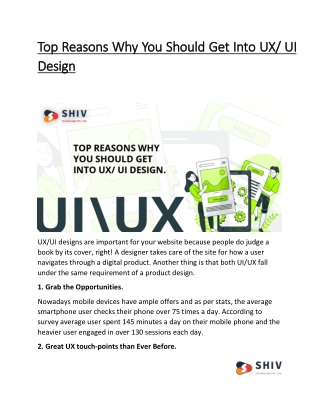 Top Reasons Why You Should Get Into UX/ UI Design