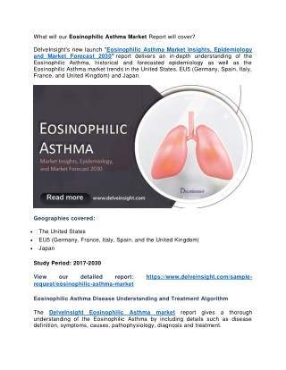 Eosinophilic Asthma Market Insights, Epidemiology and Market Forecast 2030