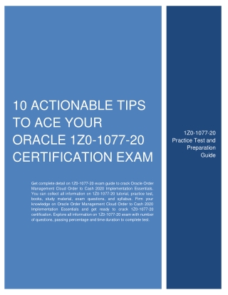 10 Actionable Tips to Ace Your Oracle 1Z0-1077-20 Certification Exam PDF