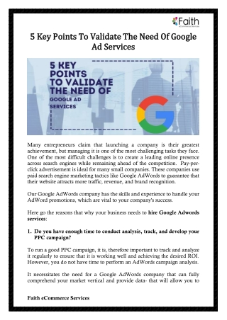 5 Key Points To Validate The Need Of Google Ad Services