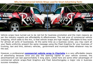 Why Are Commercial Vehicle Wraps used for Smart Advertising Tactic?