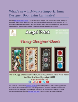 What’s new in Advance Emporia 1mm Designer Door Skins Laminates?