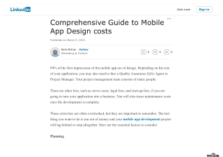 Comprehensive Guide to Mobile App Design costs