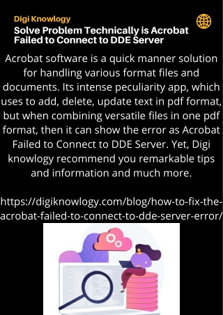 Solve Problem Technically  is Acrobat Failed to Connect to DDE Server