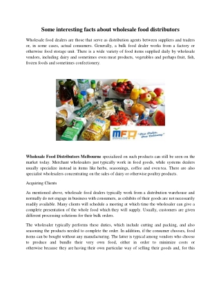 Some interesting facts about wholesale food distributors