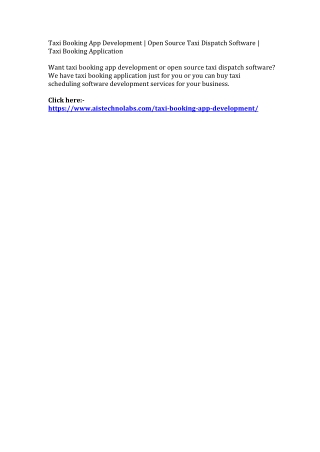 Taxi Booking App Development | Open Source Taxi Dispatch Software | Taxi Booking Application