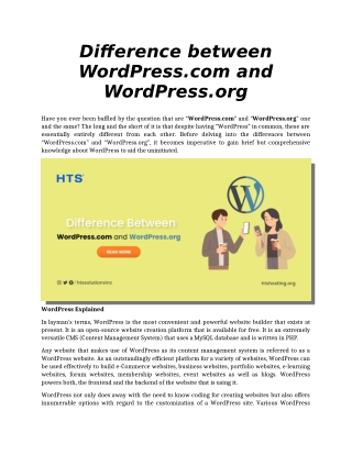 Difference between WordPress.com and WordPress.org