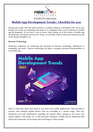 Mobile App Development Trends | Checklist for 2021