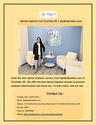 Dental Implants Cost Charlotte NC | Apollodentalnc.com