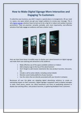 How to Make Digital Signage More Interactive and Engaging To Customers