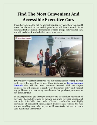 Find The Most Convenient And Accessible Executive Cars