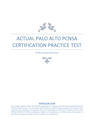 [UPDATED] Actual Palo Alto PCNSA Certification Practice Test