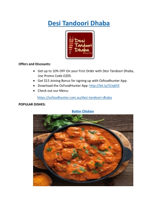 5% Off - Desi Tandoori Dhaba Noble Park menu, VIC
