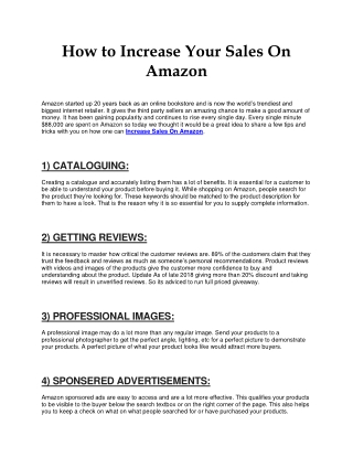 How to Increase Sales On Amazon