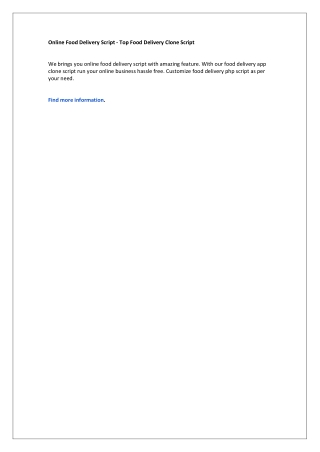 Online Food Delivery Script - Top Food Delivery Clone Script