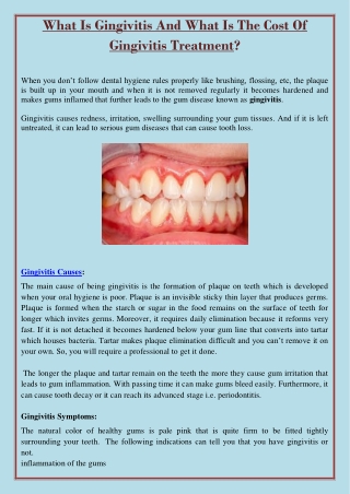 What Is Gingivitis And What Is The Cost Of Gingivitis Treatment?