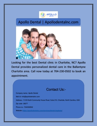 Apollo Dental | Apollodentalnc.com