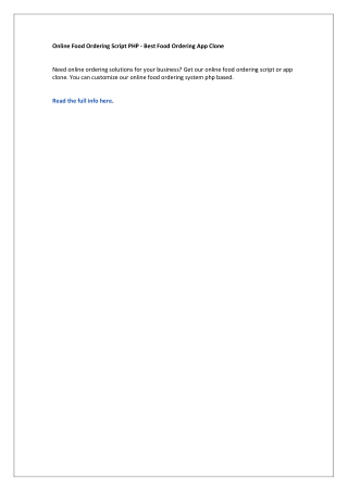 Online Food Ordering Script PHP - Best Food Ordering App Clone